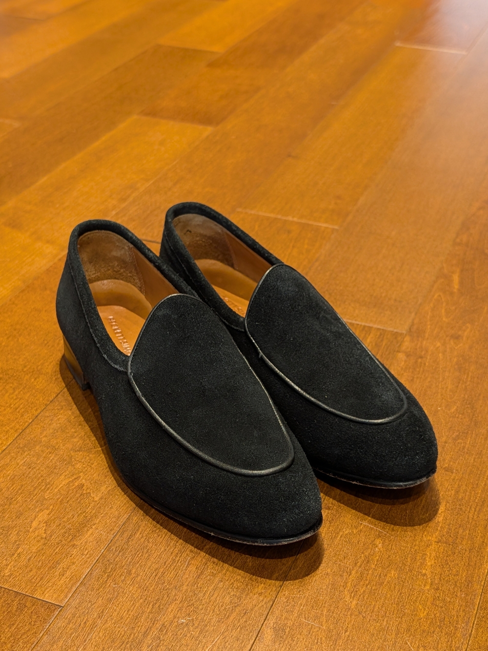 Beckett Simonon Black Suede Vincent Belgian Loafers